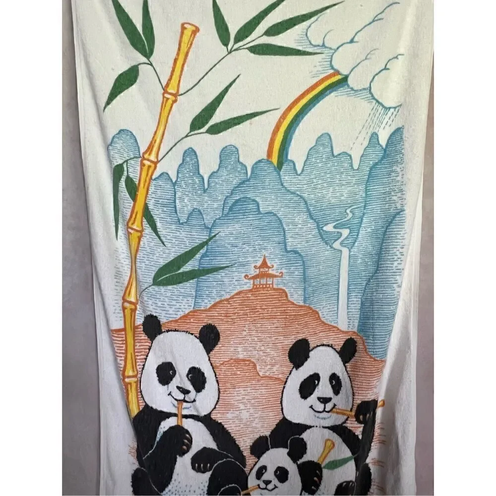 Vintage Beach Towel Pandas